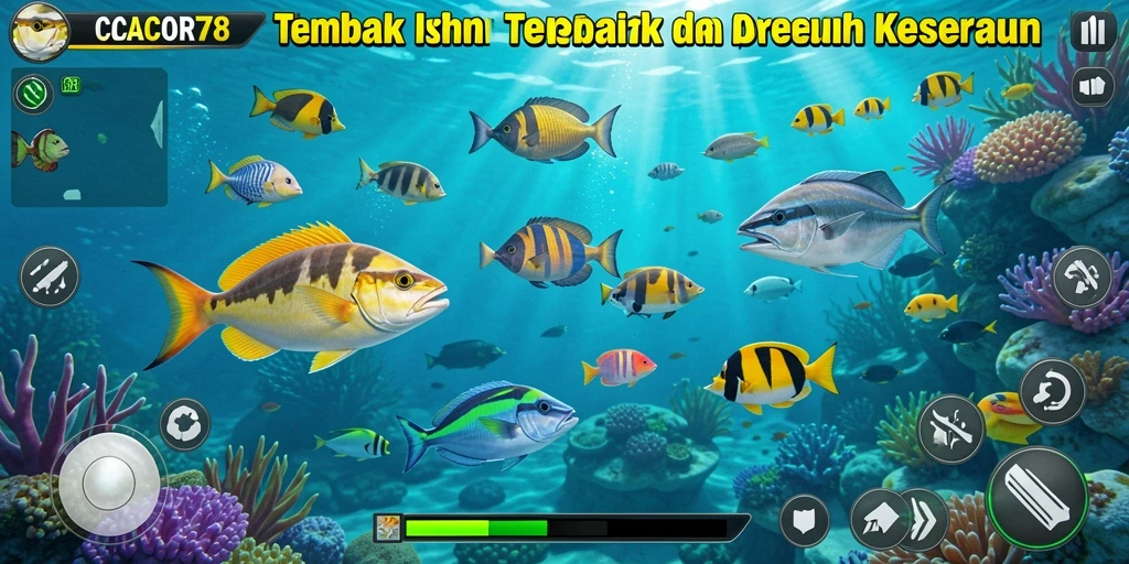 Screenshot gameplay CACOR78 menampilkan aksi seru Tembak Ikan.