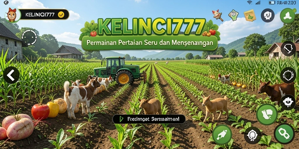 Tampilan gameplay KELINCI777 dengan aktivitas bertani yang seru.
