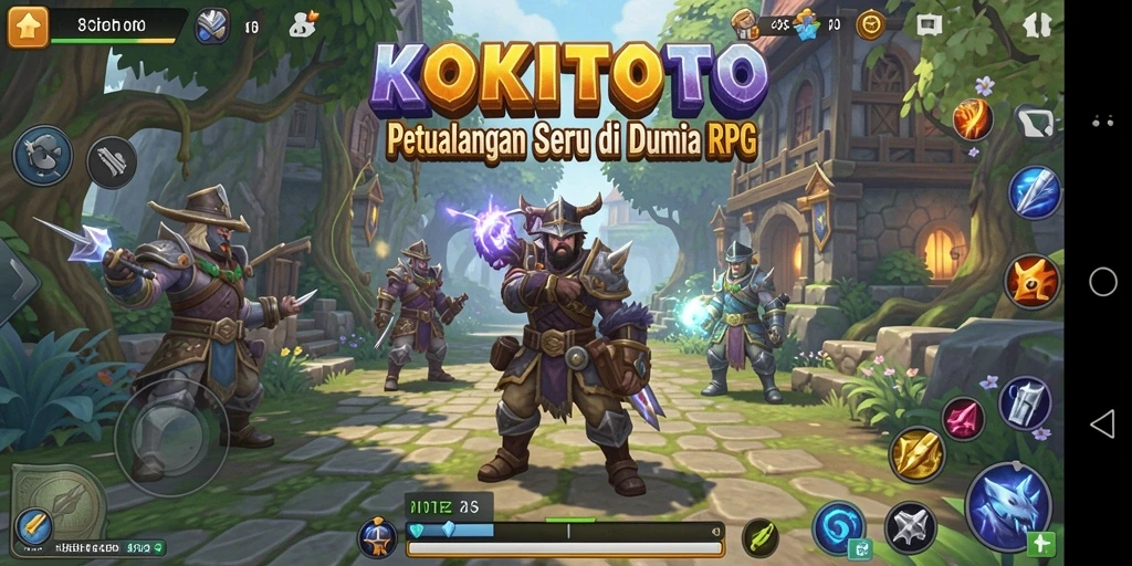 Tangkapan layar KOKITOTO menampilkan pertarungan epik di dunia RPG.