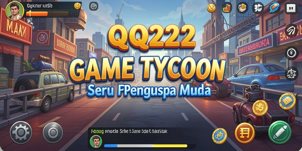 Screenshot gameplay QQ222 menampilkan suasana bisnis yang dinamis.