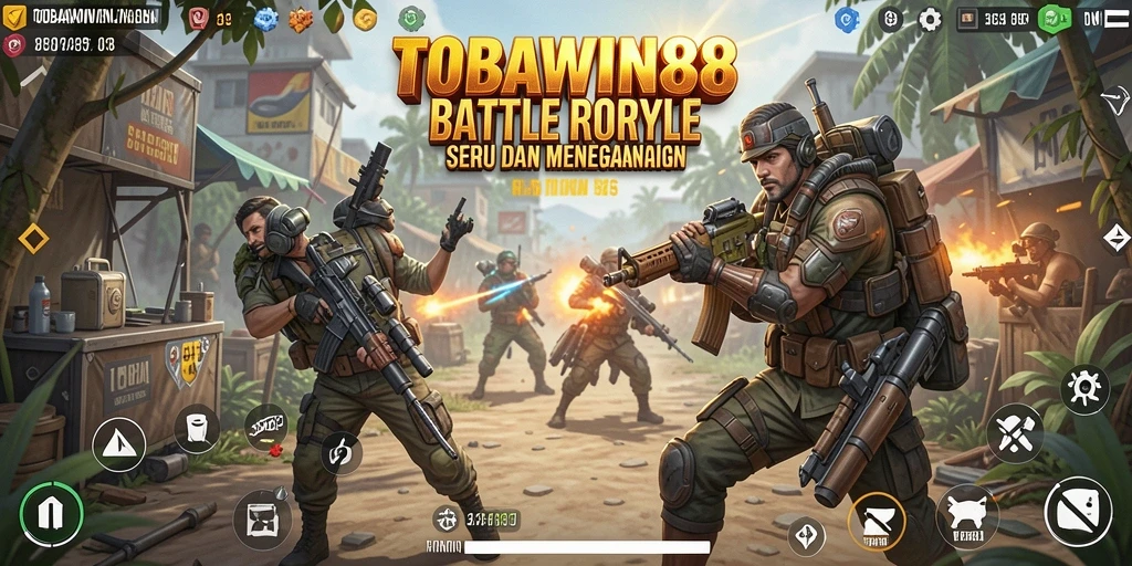 Tampilan gameplay TOBAWIN88 yang menegangkan dalam arena Battle Royale.