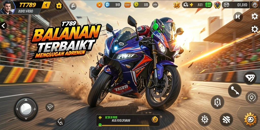 Screenshot gameplay TT789 menampilkan balapan motor yang seru dan menegangkan.