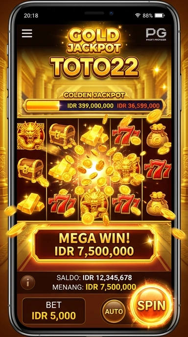 Tampilan antarmuka utama aplikasi toto22